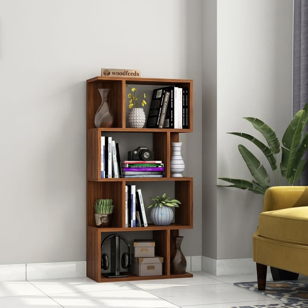 4-Tier Modern Geometric Bookshelf & Display Rack