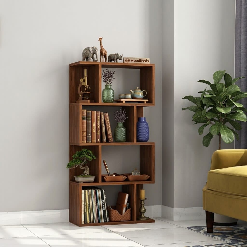 4-Tier Modern Geometric Bookshelf & Display Rack