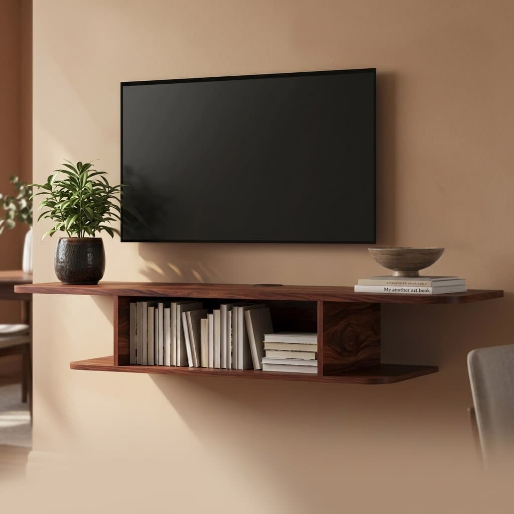 Modern Mahogany Floating TV Stand