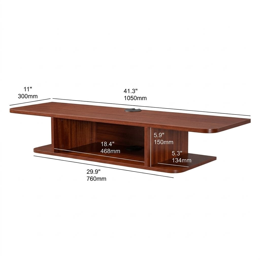 Modern Mahogany Floating TV Stand